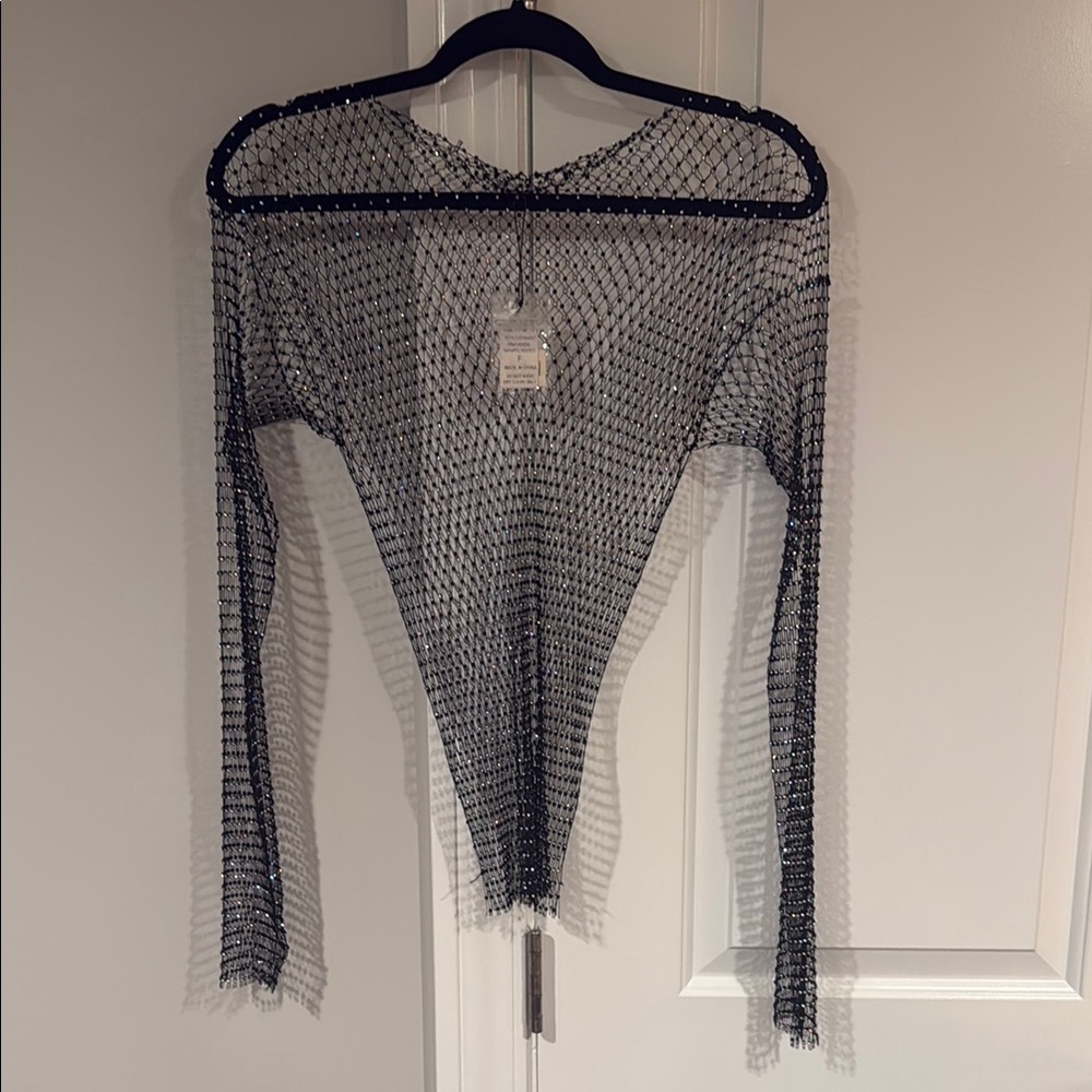 Elegant Black Mesh Women's Top